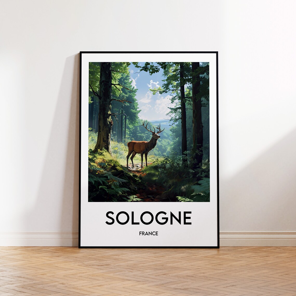 Sologne Vintage Travel Poster, France Illustration