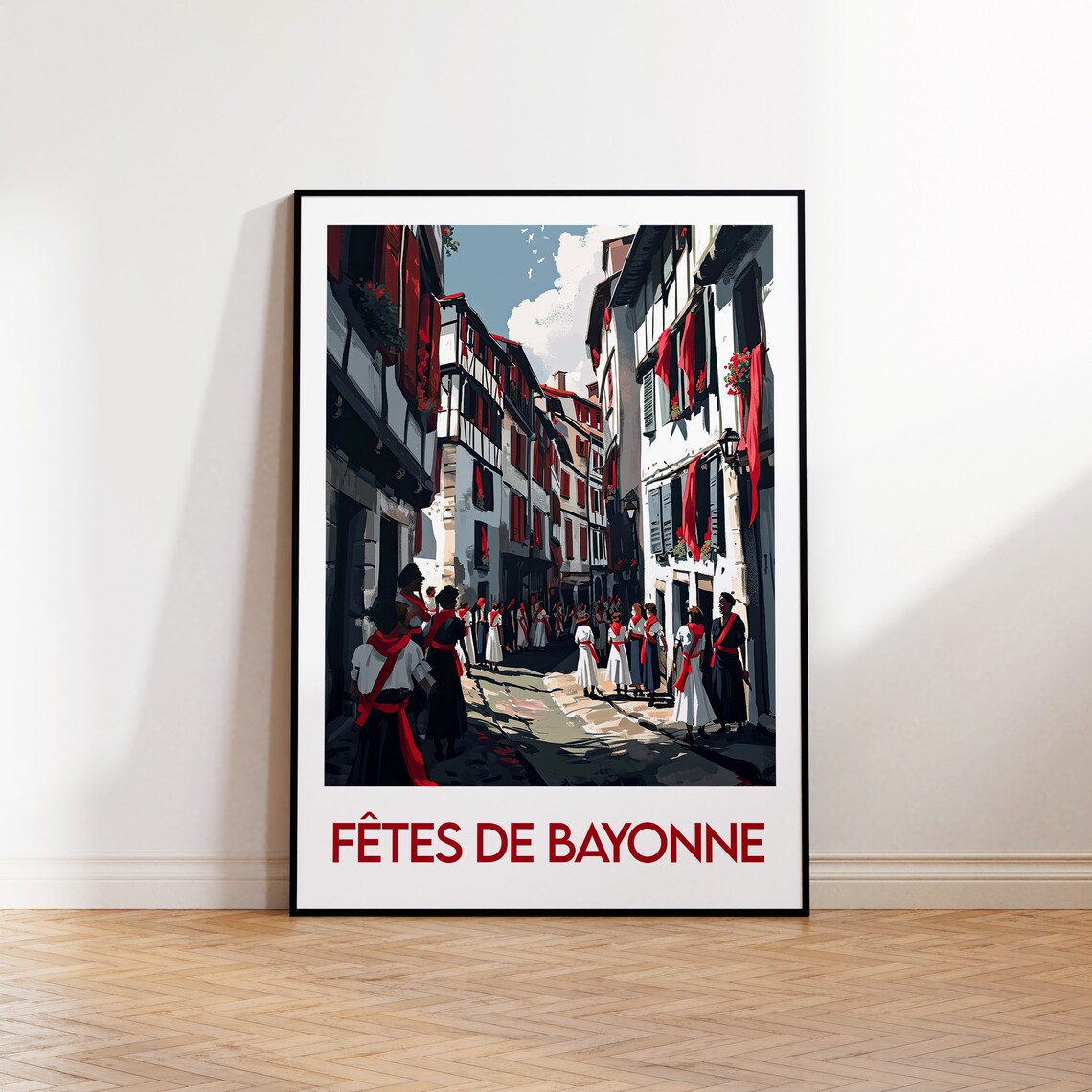 Fêtes de Bayonne France Basque Festival Vintage Travel Poster