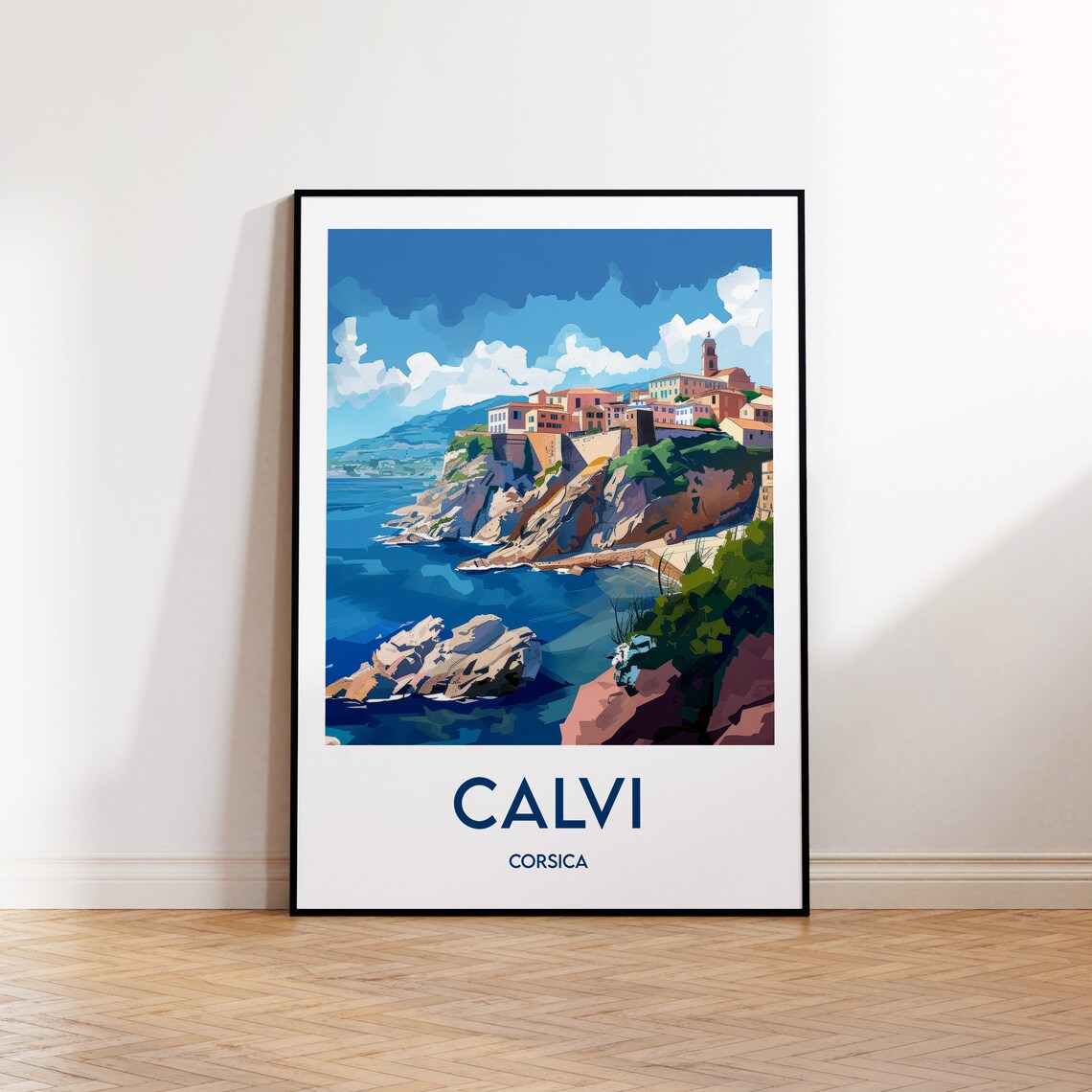 Calvi Corsica France Cliffside Old Town Seaside Travel Poster