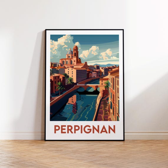 Perpignan Poster Print Illustration France Gift Vintage Travel