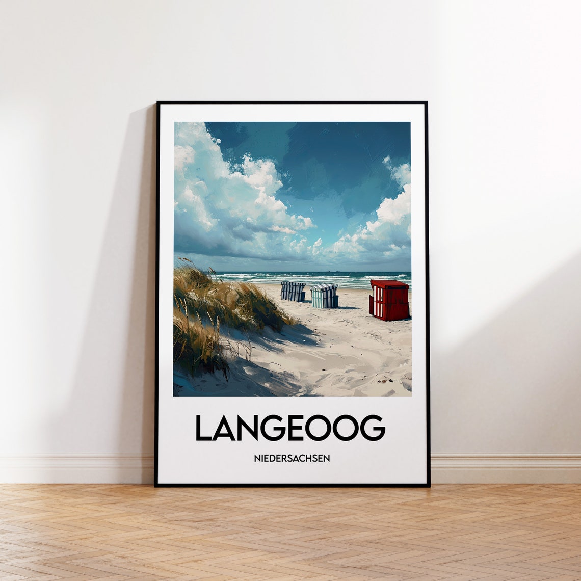 Langeoog Niedersachsen North Sea Beach Vintage Travel Poster