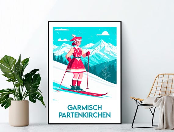 Garmischpartenkirchen Poster Ski Print Deutschland Garmisch Partenkirchen