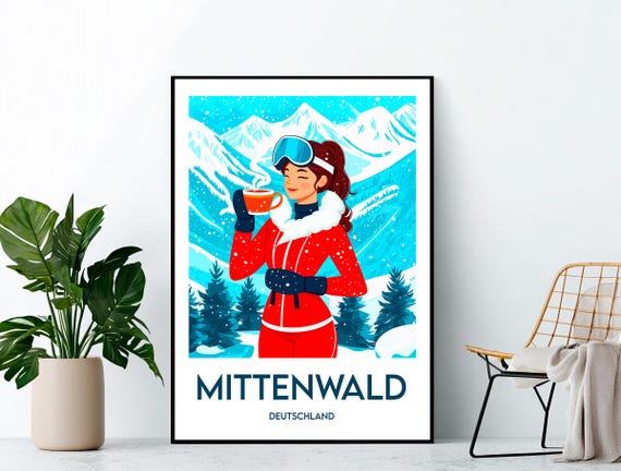 Mittenwald Poster Ski Art Print Resort Germany Station Deutschland Gift