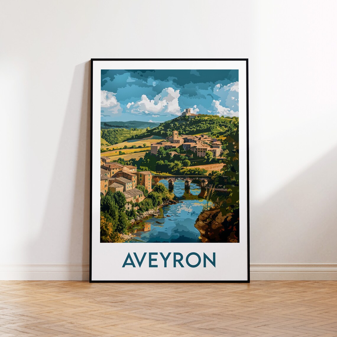 Aveyron France Retro Travel Poster, Region Art Print