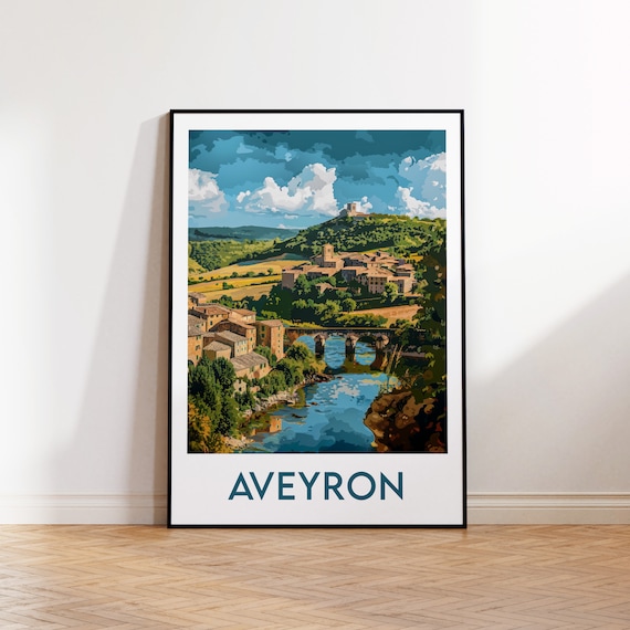 Aveyron France Retro Travel Poster, Region Art Print