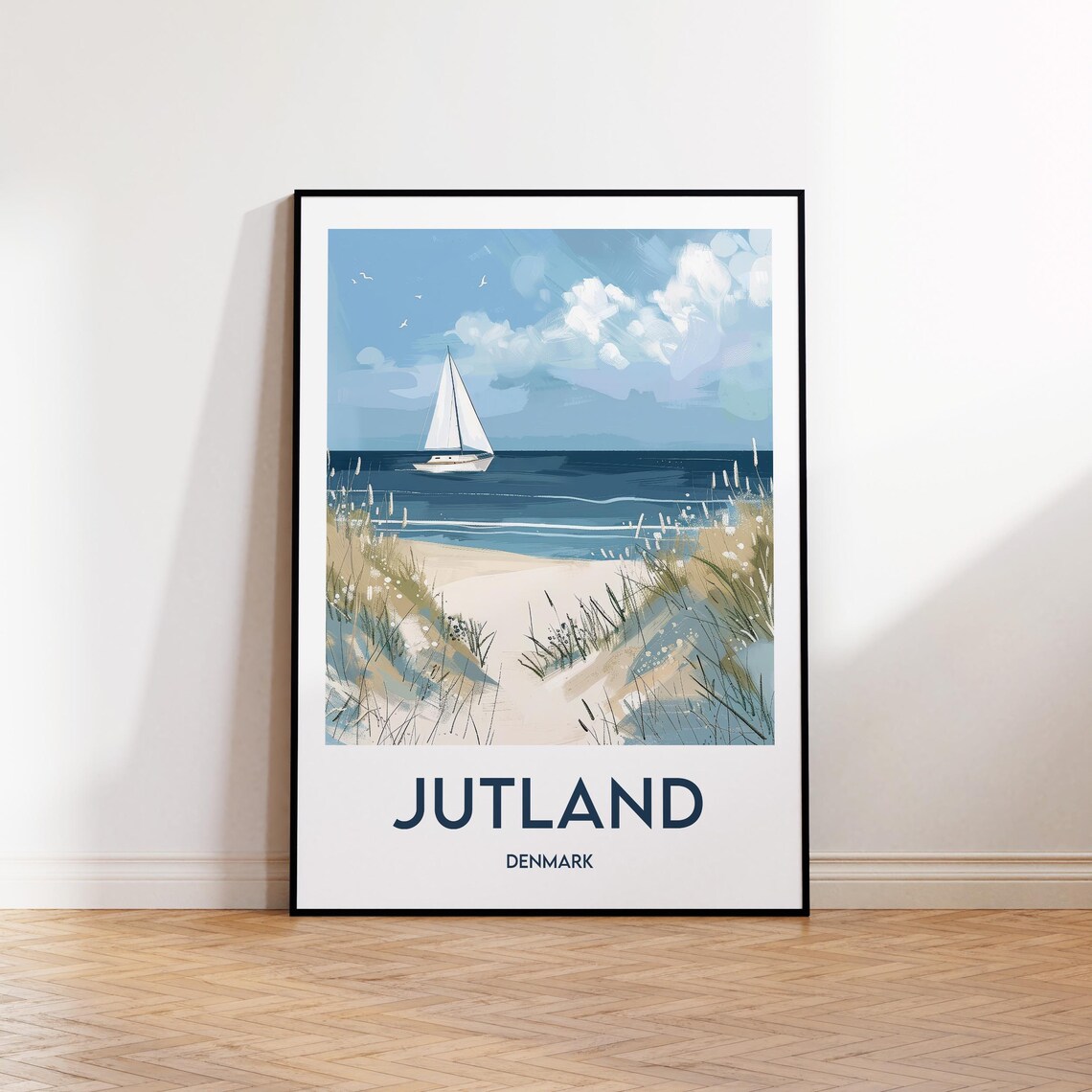 Jutland Vintage Travel Poster, Customizable Denmark