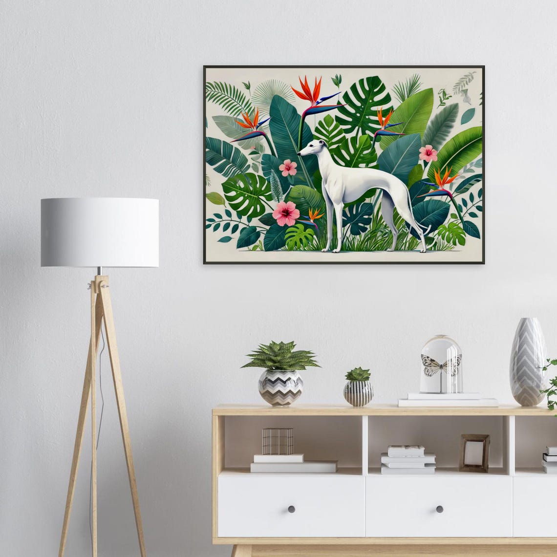 Elegant White Greyhound Tropical Botanical Garden Flower Poster - Image 2