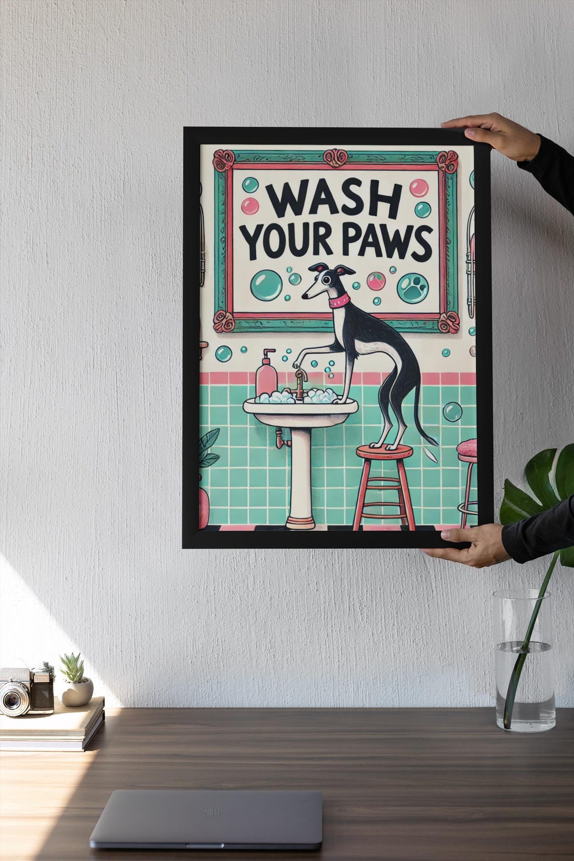 Cute Dog Print Retro Home Poster Funny Colorful Eclectic Posters Wholesome Prints Greyhound Decor Unique Posters - Image 2