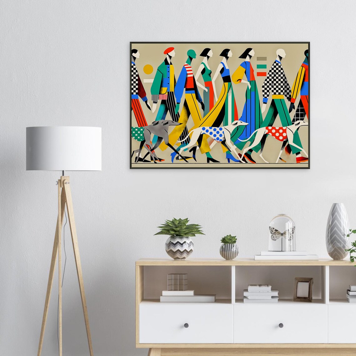 Dog Headed People Walking Greyhounds Surreal Whimsical Art Poster - Image 2