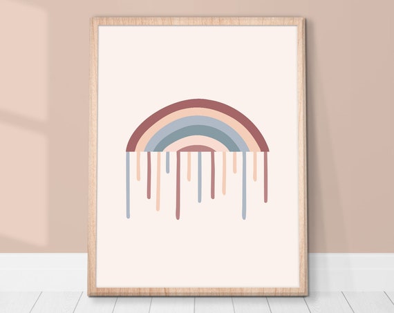 Rainbow Wall Art Soft Pastel Bohemian Nursery Decor Kids Room Poster Cute Modern Boho Print Home Art Instant