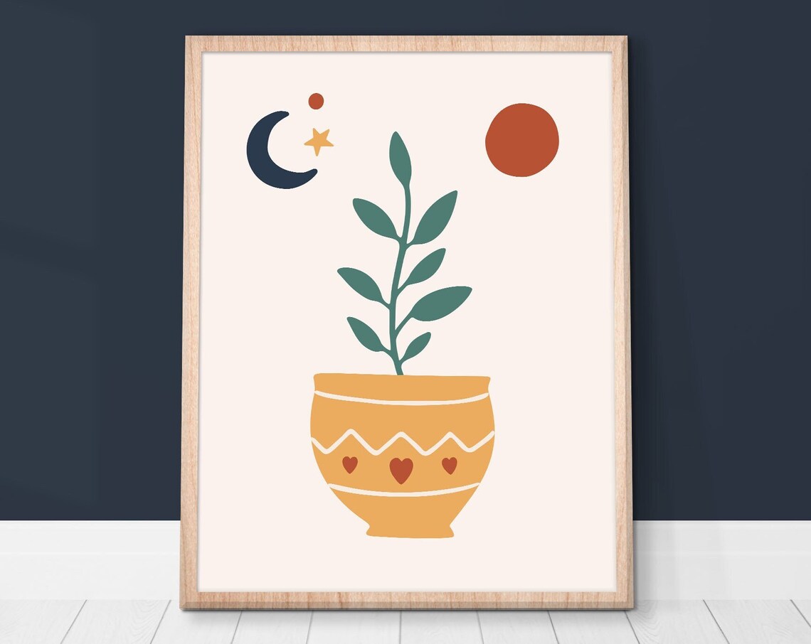 Boho Modern Plant Print Botanical Poster Cute Boho Decor Kitchen Wall Decor Boho Print House Plant Instant - Image 3