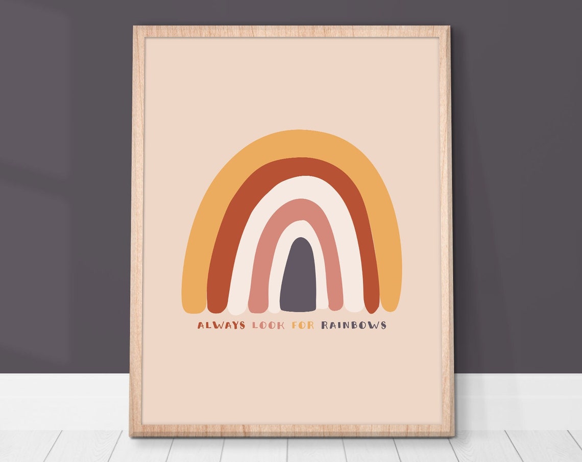 Always Look For Rainbows Quote Poster Boho Rainbow Nursery Decor - Image 3