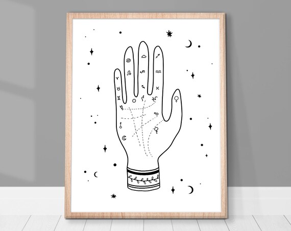 Boho Hand Wall Art Bohemian Poster Mystical Palm Print Magical Gallery Wall Home Decor Magic Palmistry Art Instant