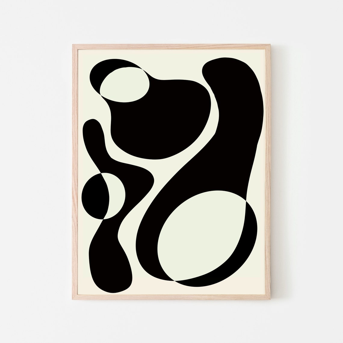Black and White Abstract Poster With Flowing Organic Blob Shapes - Image 3