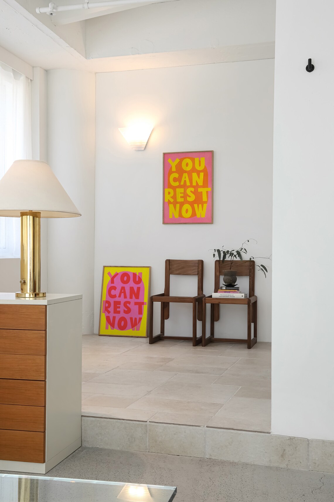 You Can Rest Now Pink Orange Yellow Bold Typography Self Care Poster - Image 2