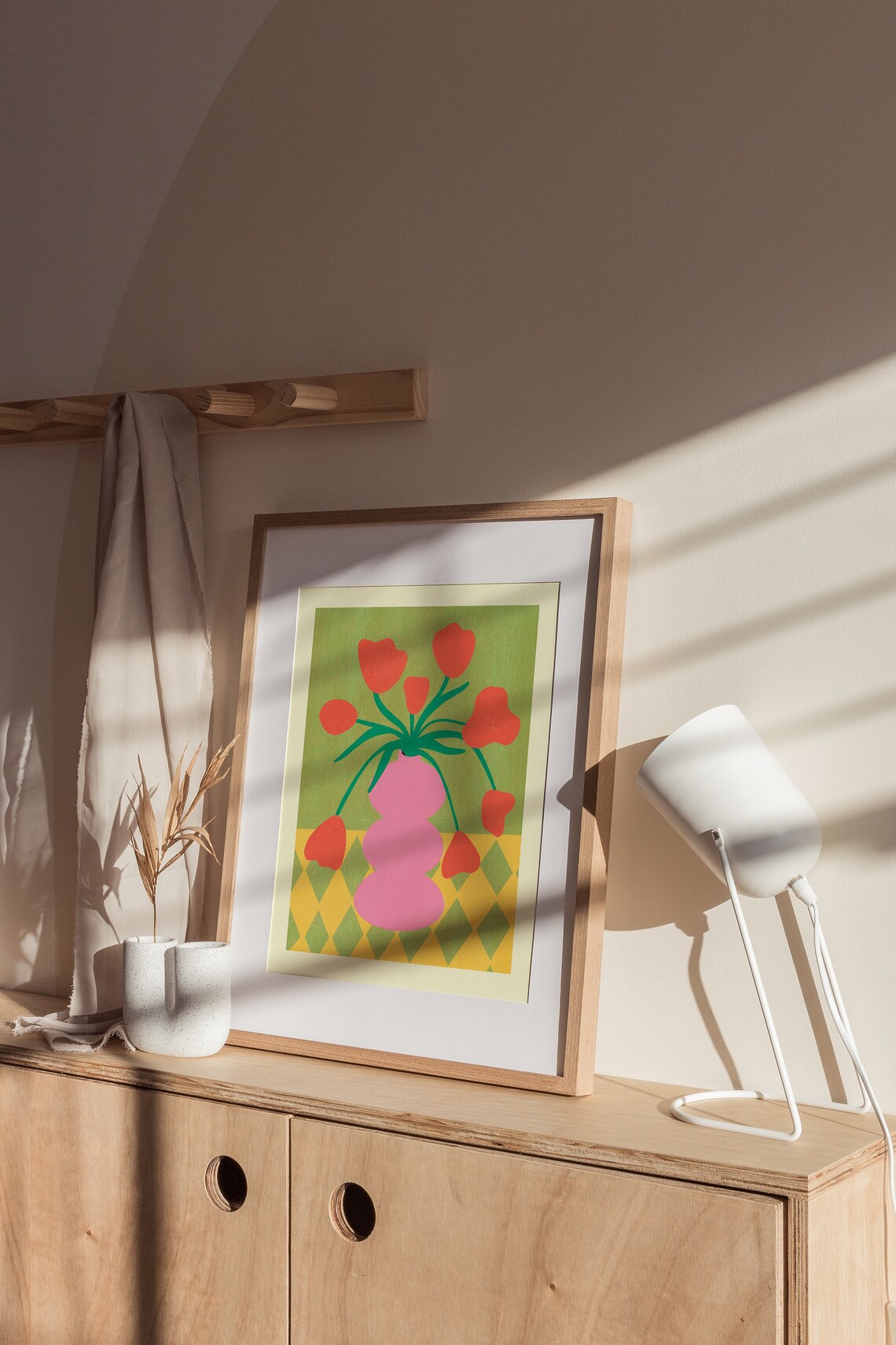 Pastel Tulips Vase Painting Poster, Minimalist Floral - Image 2