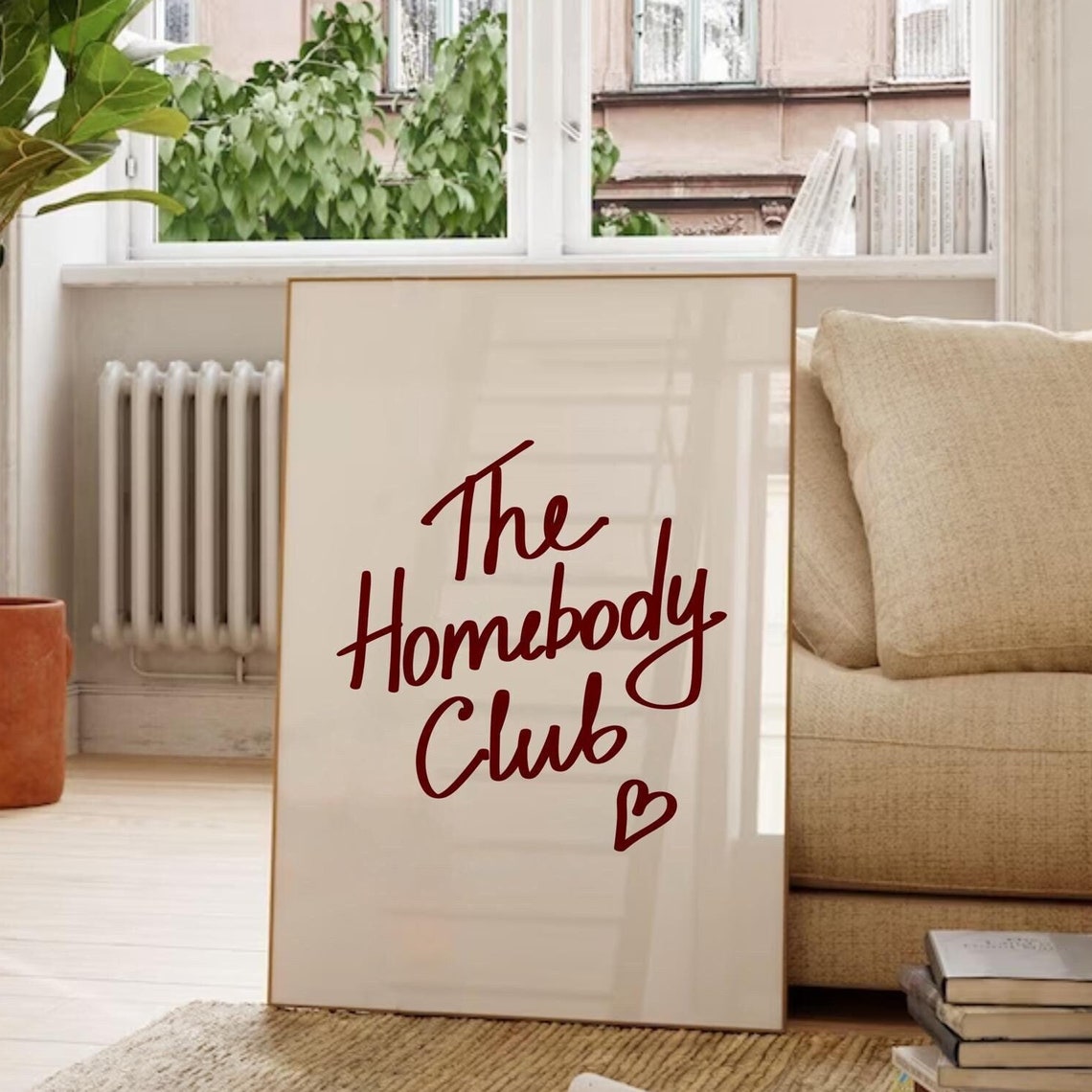 Trendy The Homebody Club Burgundy Script Quote Minimalist Wall Art