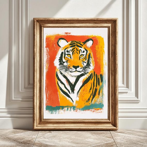 Matisse-Inspired Tiger Art Print, Modern Art