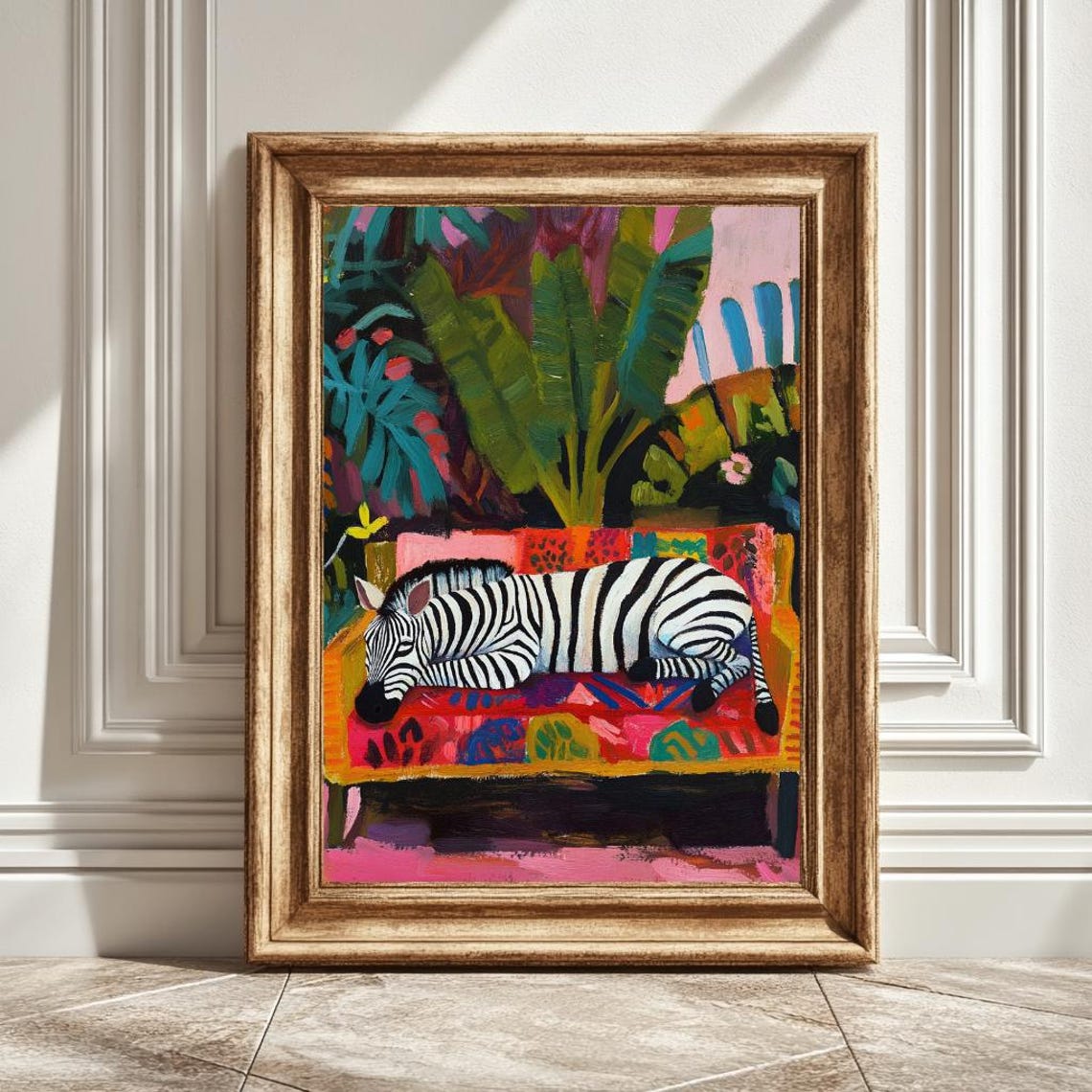 Matisse Inspired Zebra on a Couch, Modern Art Print