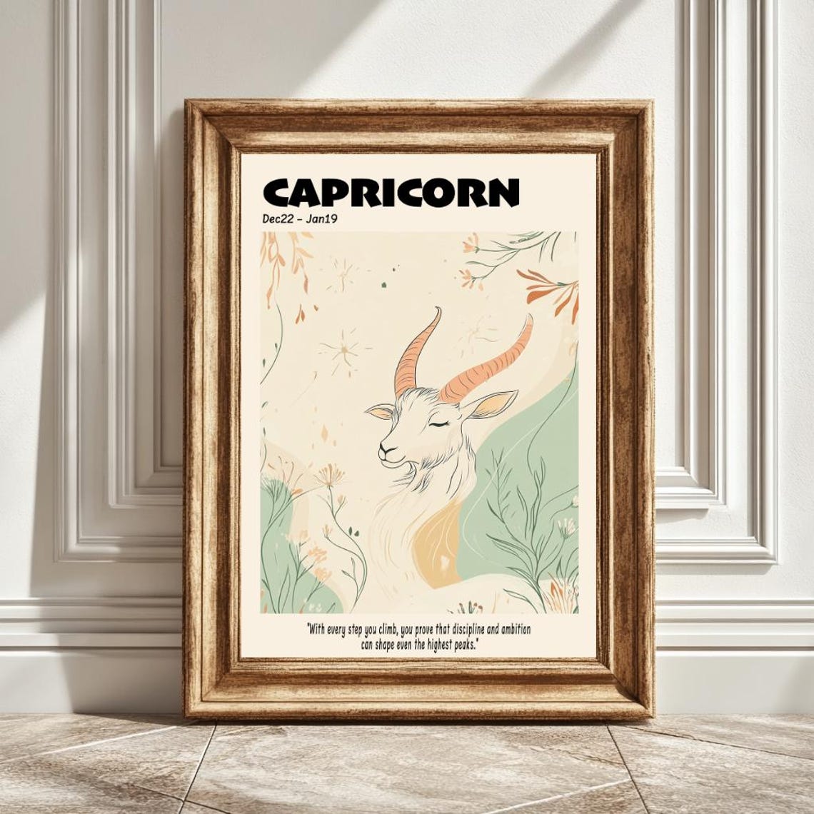 Pastel Capricorn Astrology Art Print, Zodiac Decor