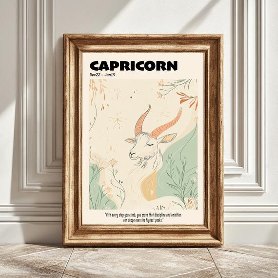 Pastel Capricorn Astrology Art Print, Zodiac Decor