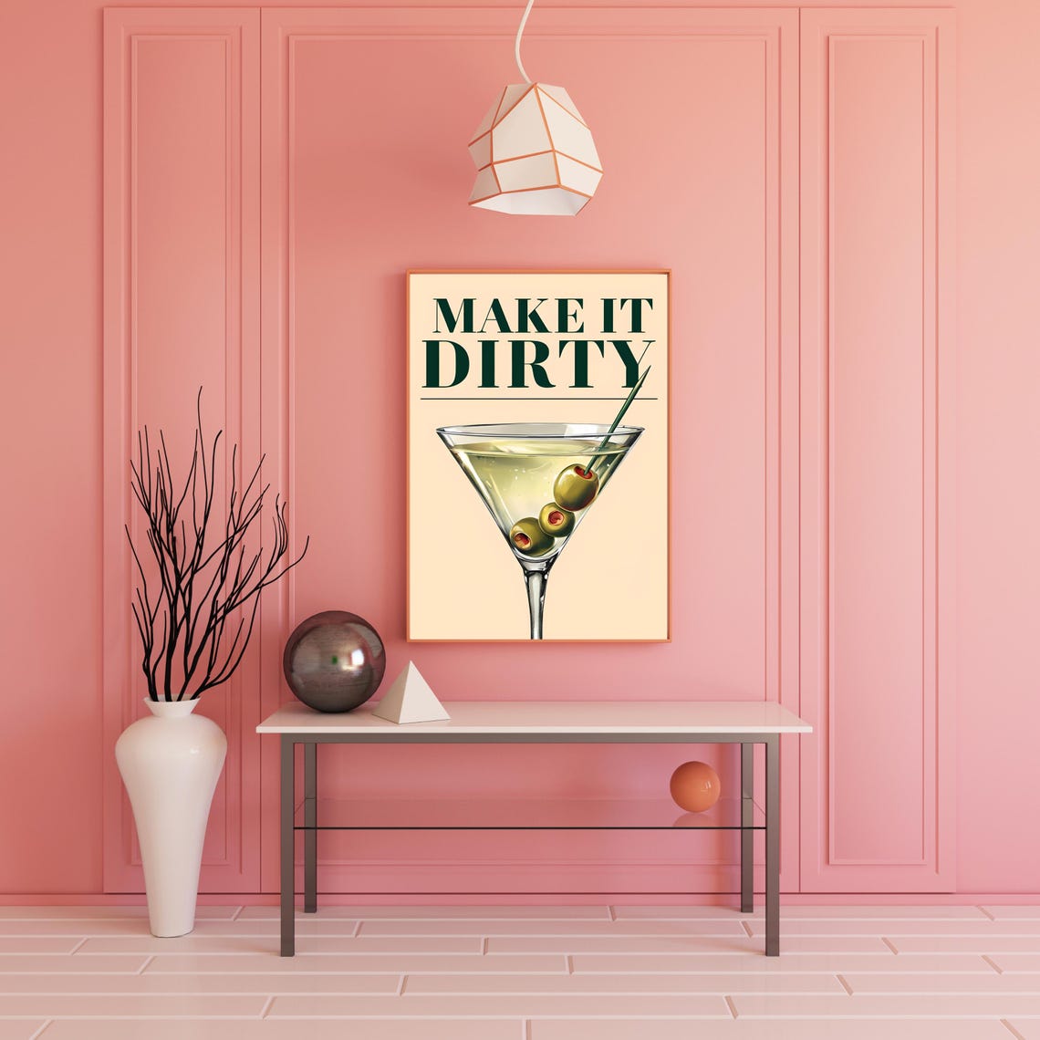 Make It Dirty Martini Olive Vintage Bar Kitchen Typography Poster