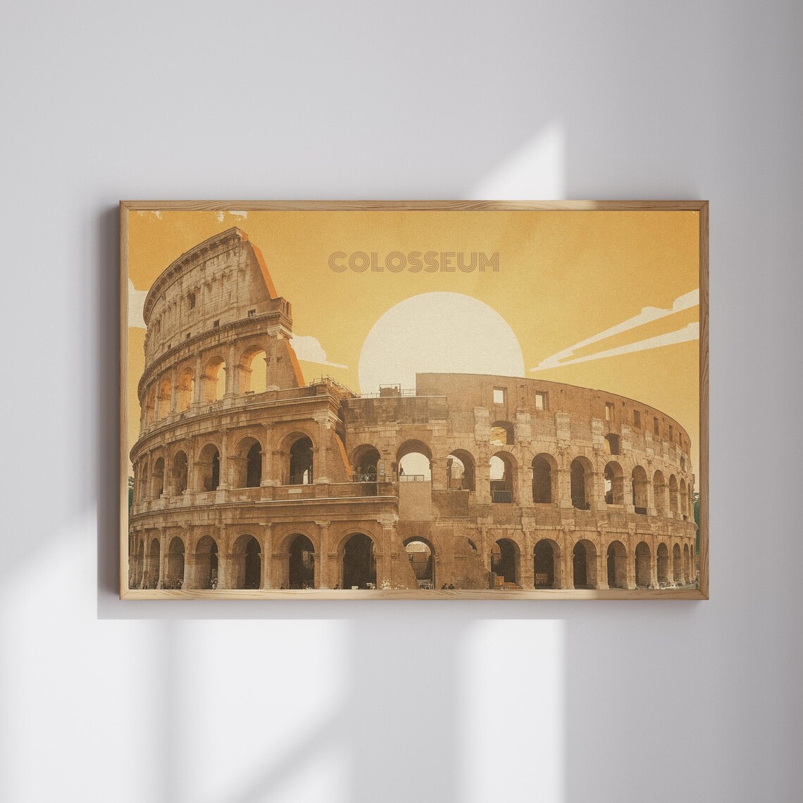 Italy Colosseum Rome Ancient Landmark Sunset Retro Travel Poster