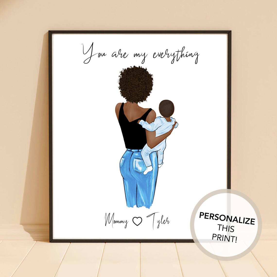 Personalized Mom Baby Portrait Art Mother Newborn Toddler Art Nursery Gift Mom And Daughter Son Baby Shower Present Mothers Day Art