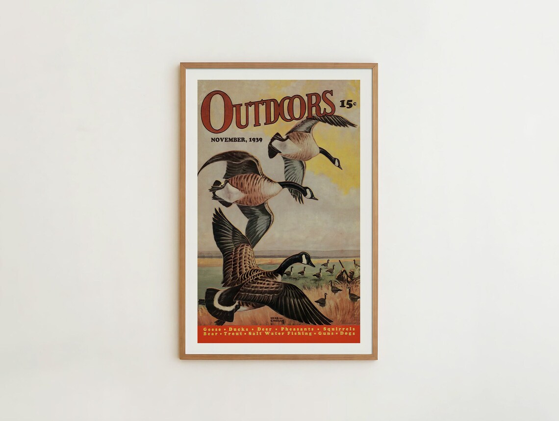 Vintage Outdoorsy Hunting Fishing Travel Poster