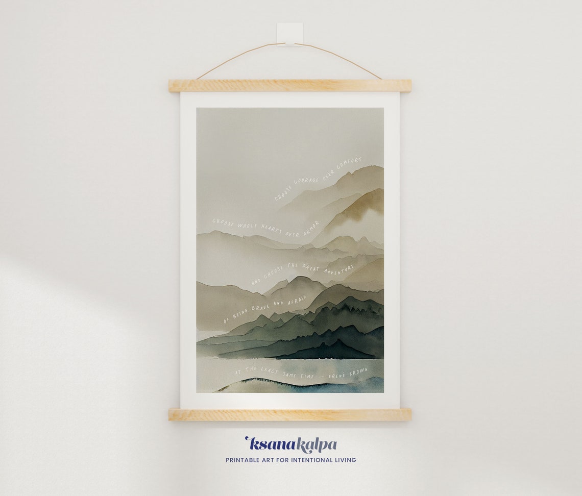 Choose Courage Over Comfort Mountain Layer Watercolor Poster - Image 2