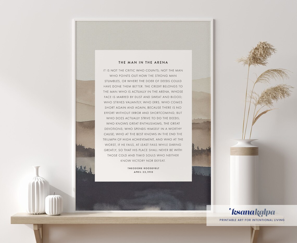 The Man in the Arena Quote, Office Art Print - Image 4