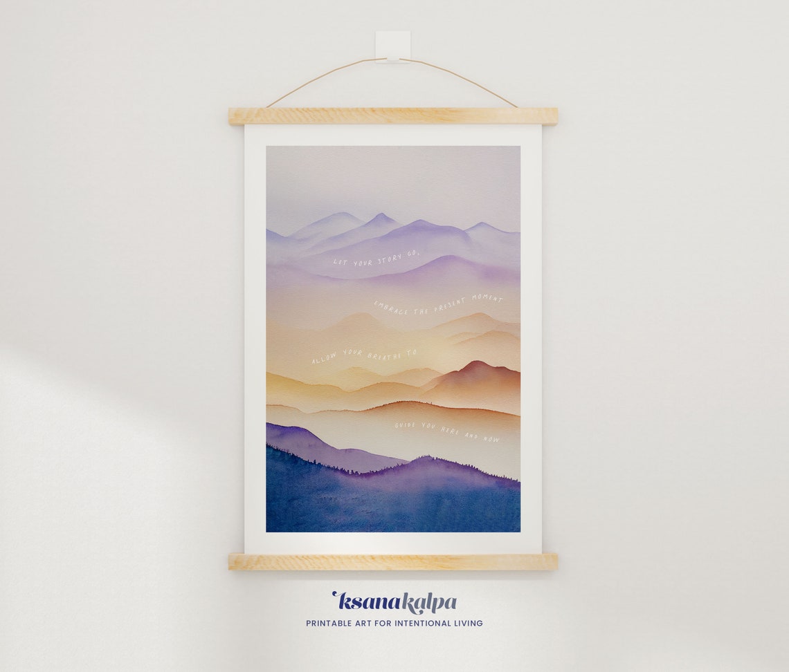 Let Your Story Go Pastel Mountain Layers Breath Mindfulness Poster - Image 2