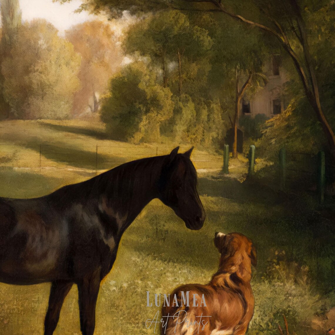 Vintage Horse Print, Antique Equestrian Landscape - Image 3