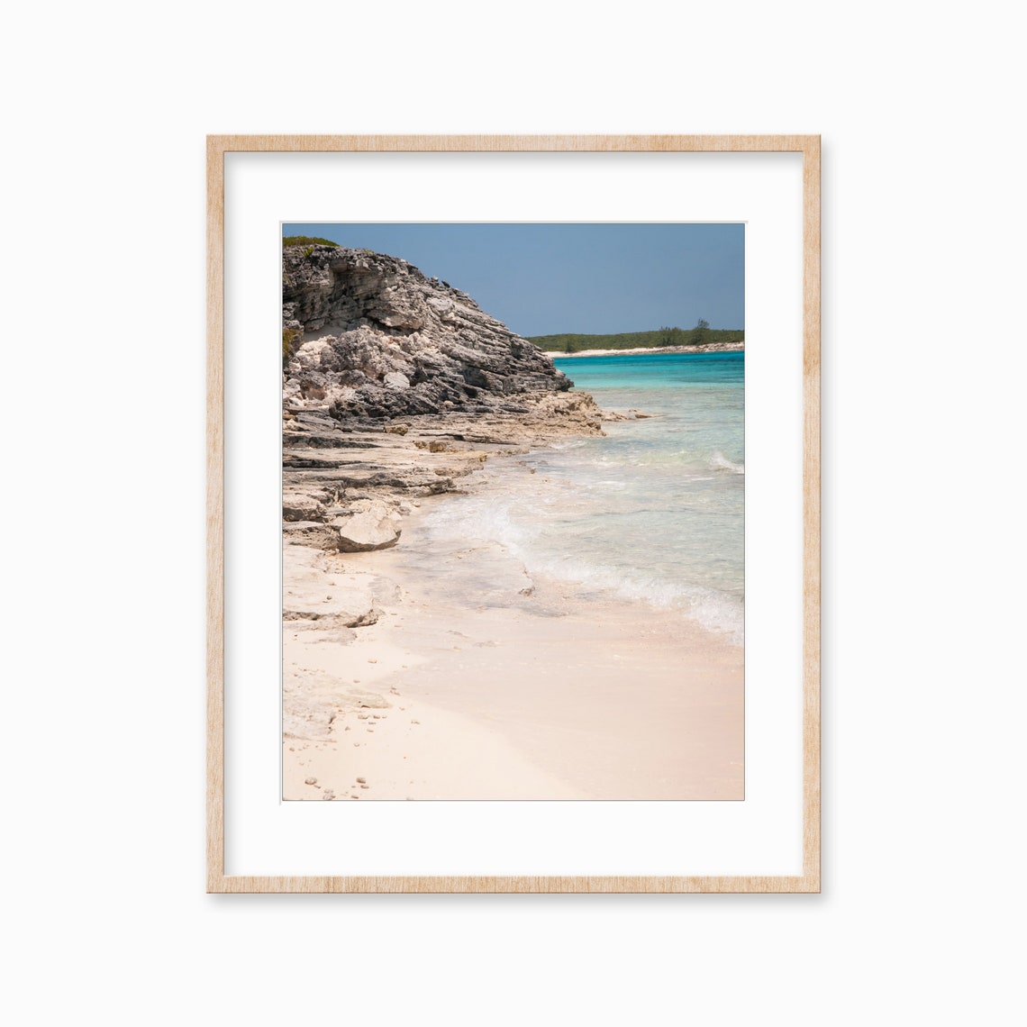 Rocky Shoreline Turquoise Water White Sand Beach Coast Photo Poster