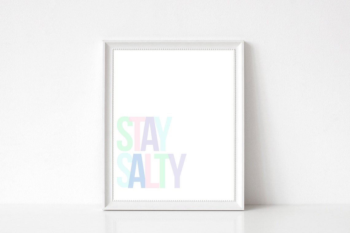 Stay Salty Funny Pastel Gradient Lettering Beach Quote Art Poster - Image 3