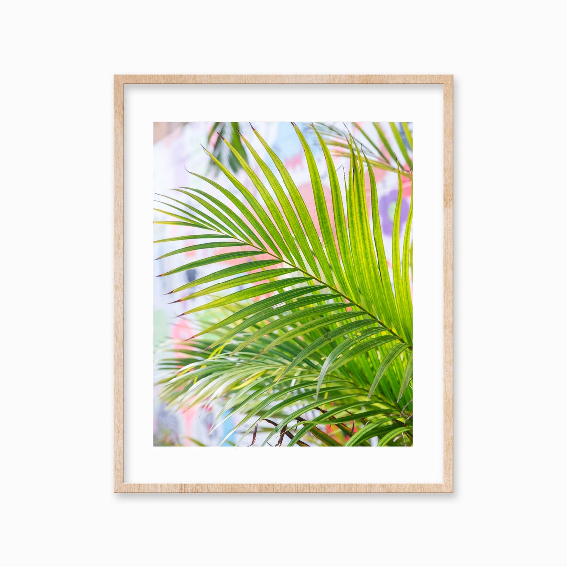 Lush Green Palm Leaves Close Up Soft Pastel Background Poster