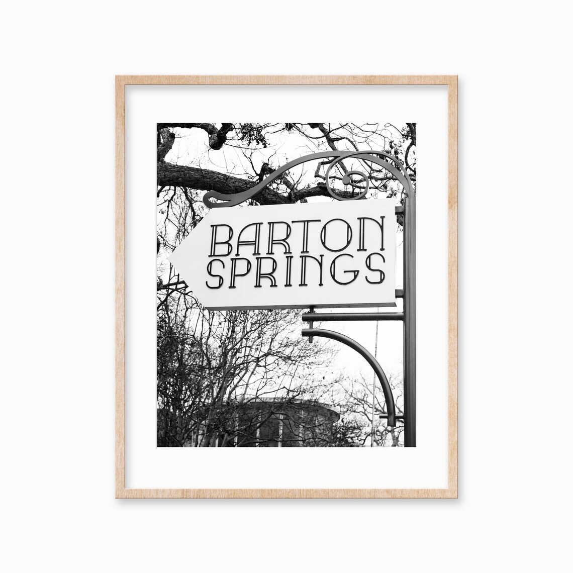 Barton Springs Sign Black And White Vintage Austin Photo Poster