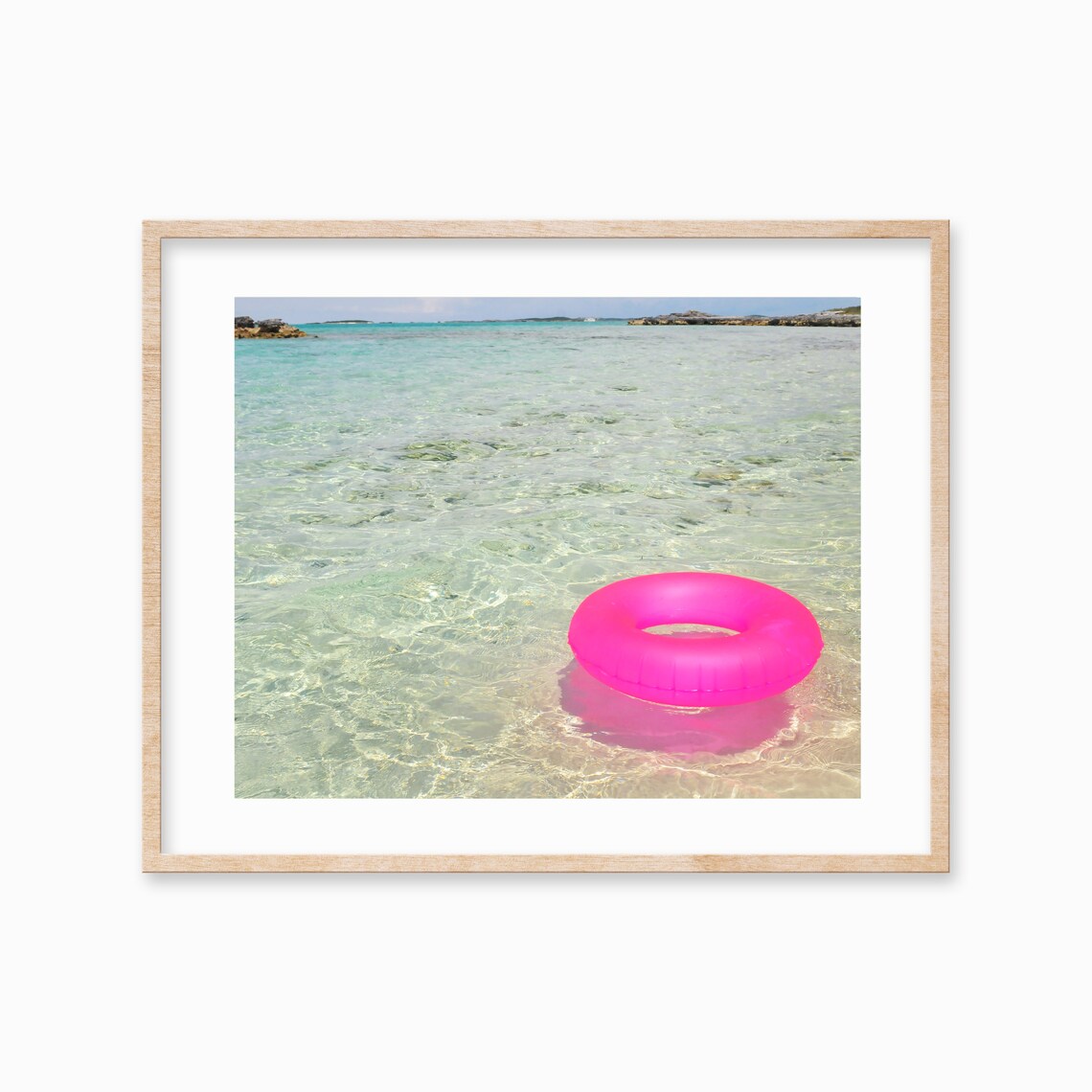 Pink Beach Print, Pink Pool Float Beach Decor