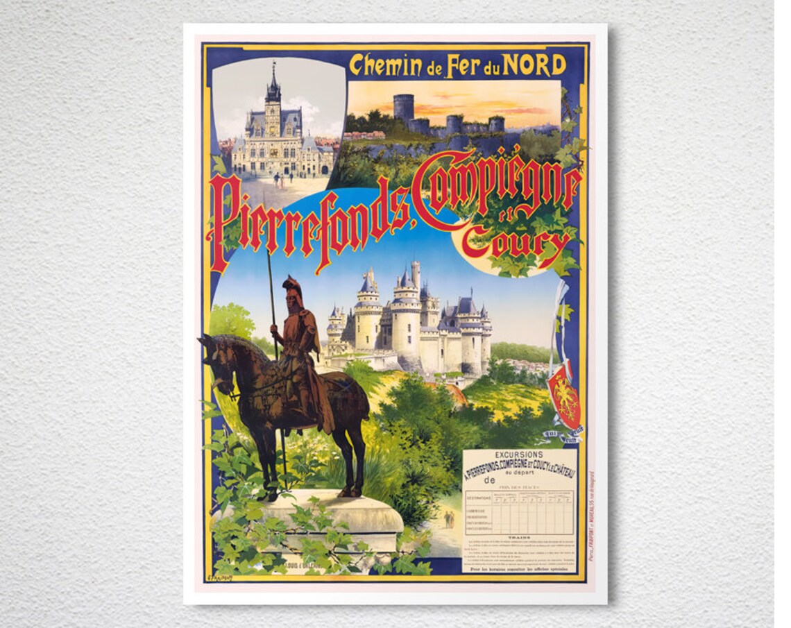 Pierrefonds Compiegne Coury France Vintage Travel Poster - Image 2