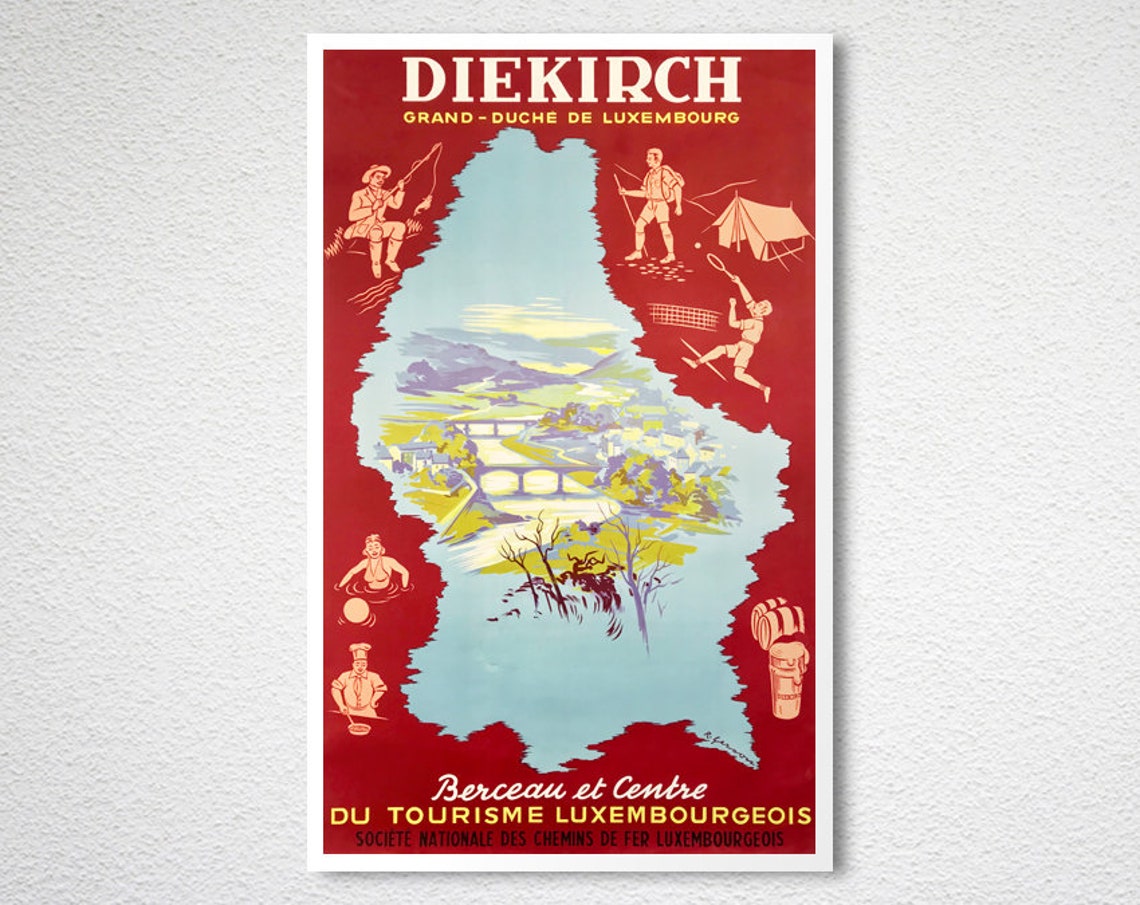 Diekirch Grand Duche de Luxembourg Vintage Railway Tourism Poster - Image 2