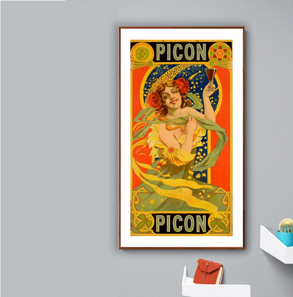Picon Art Nouveau Woman with Aperitif Glass Vintage French Poster