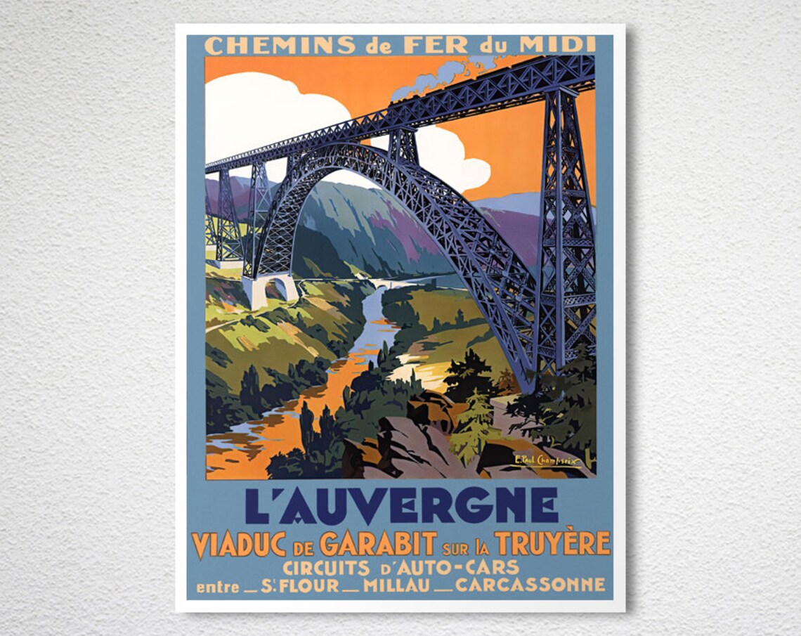 Lauvergne Viaduc De Garabit Travel Poster, Vintage - Image 2