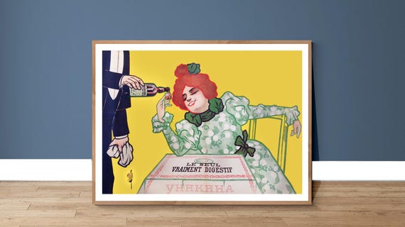 Le Seul Vraiment Digestif Vintage Fooddrink Poster Retro Beverage Art Gift Idea Wall Decor