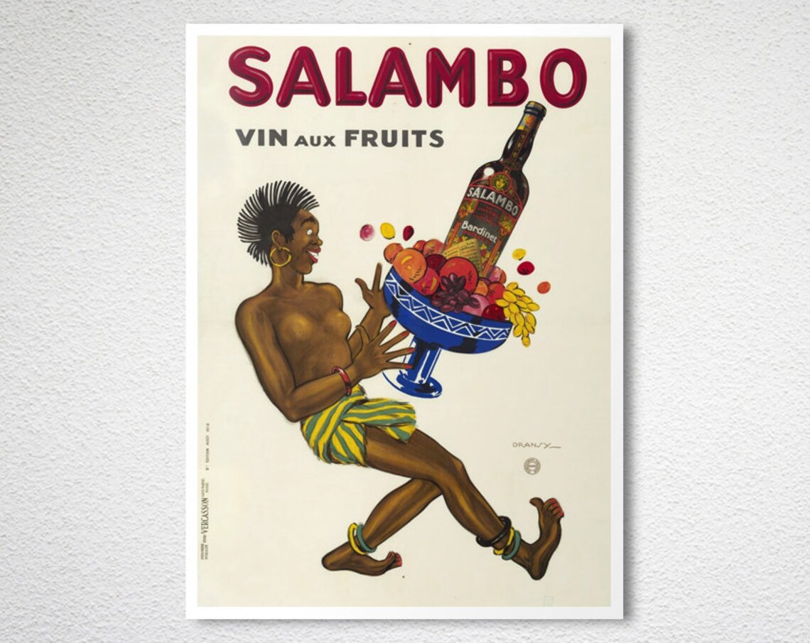 Salambo Vin Aux Fruits Vintage French Wine Poster Dancer Art - Image 2