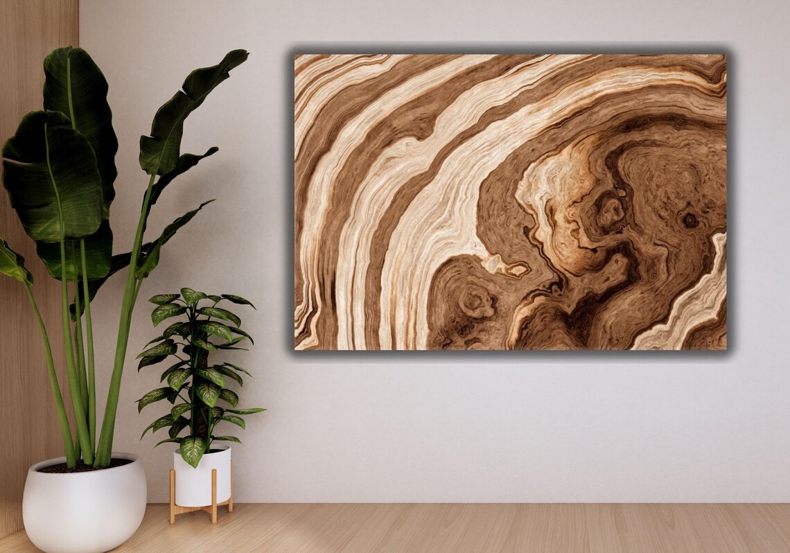 Natural Wood Grain Swirls Brown Abstract Earth Tone Art Poster - Image 2