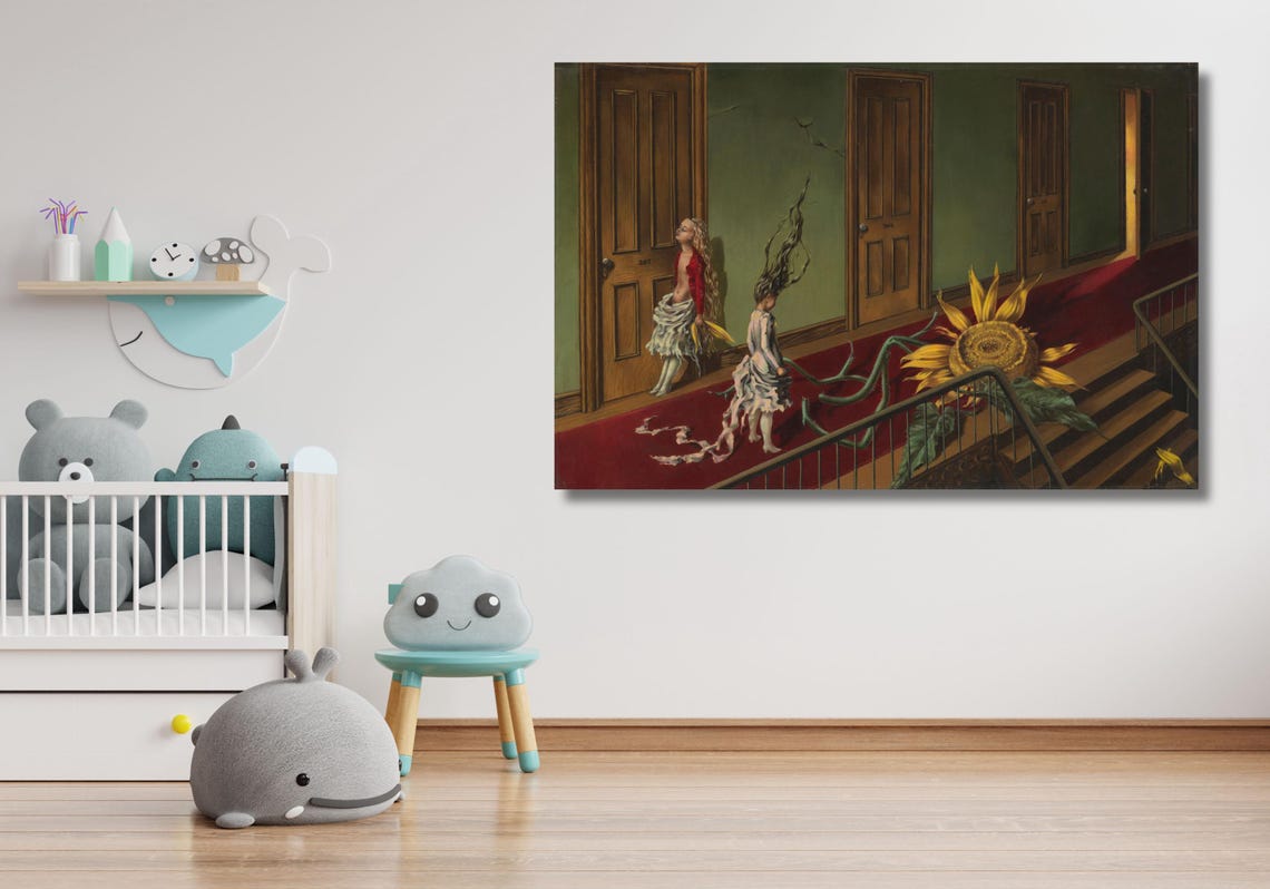 Dorothea Tanning Surrealist Corridor Giant Sunflower Art Poster - Image 2