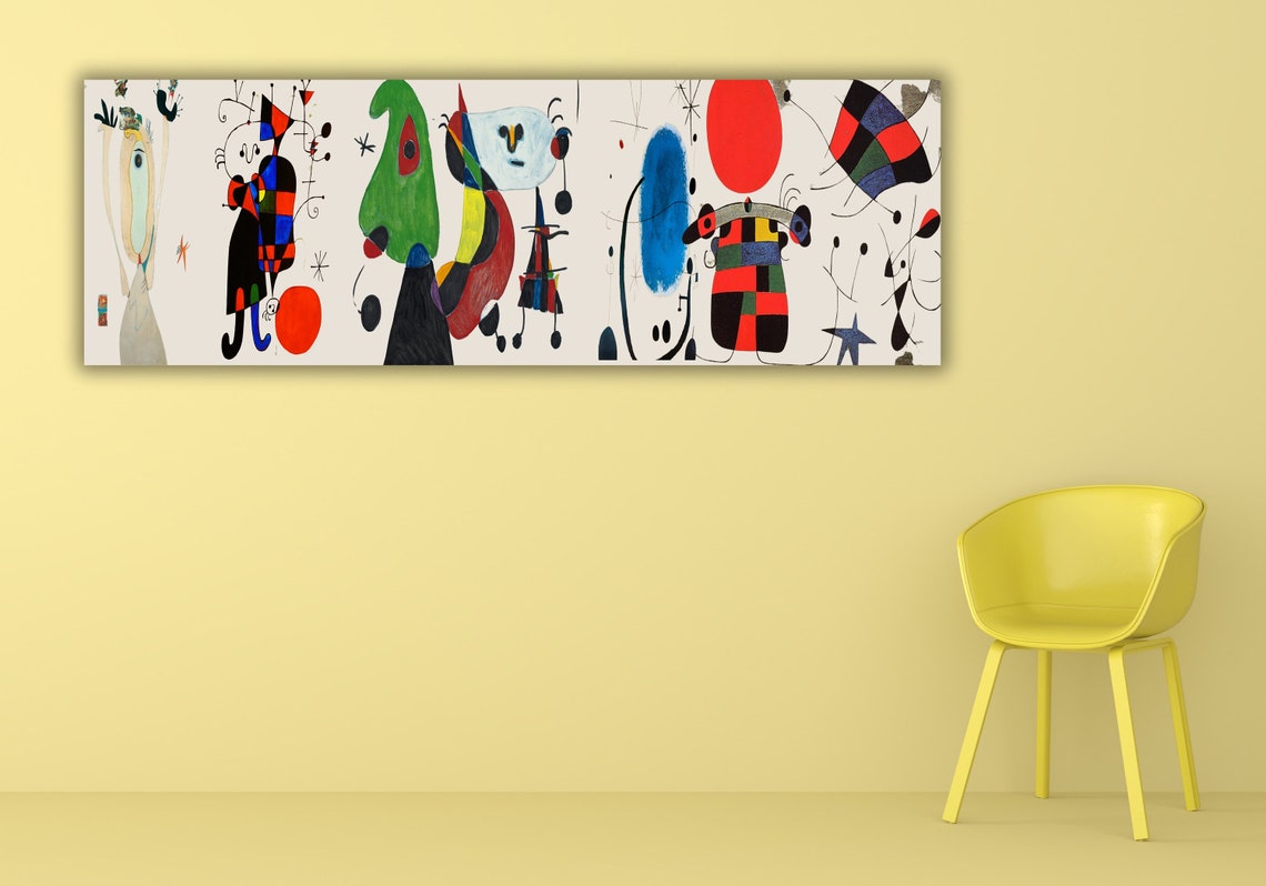 Joan Miro Panoramic Abstract Mural Colorful Biomorphic Figures Poster - Image 3