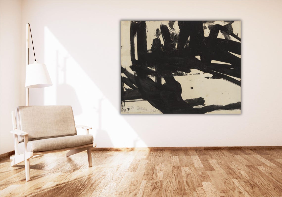 Franz Kline Black Ink Gestural Abstract Drawing Study Poster - Image 2