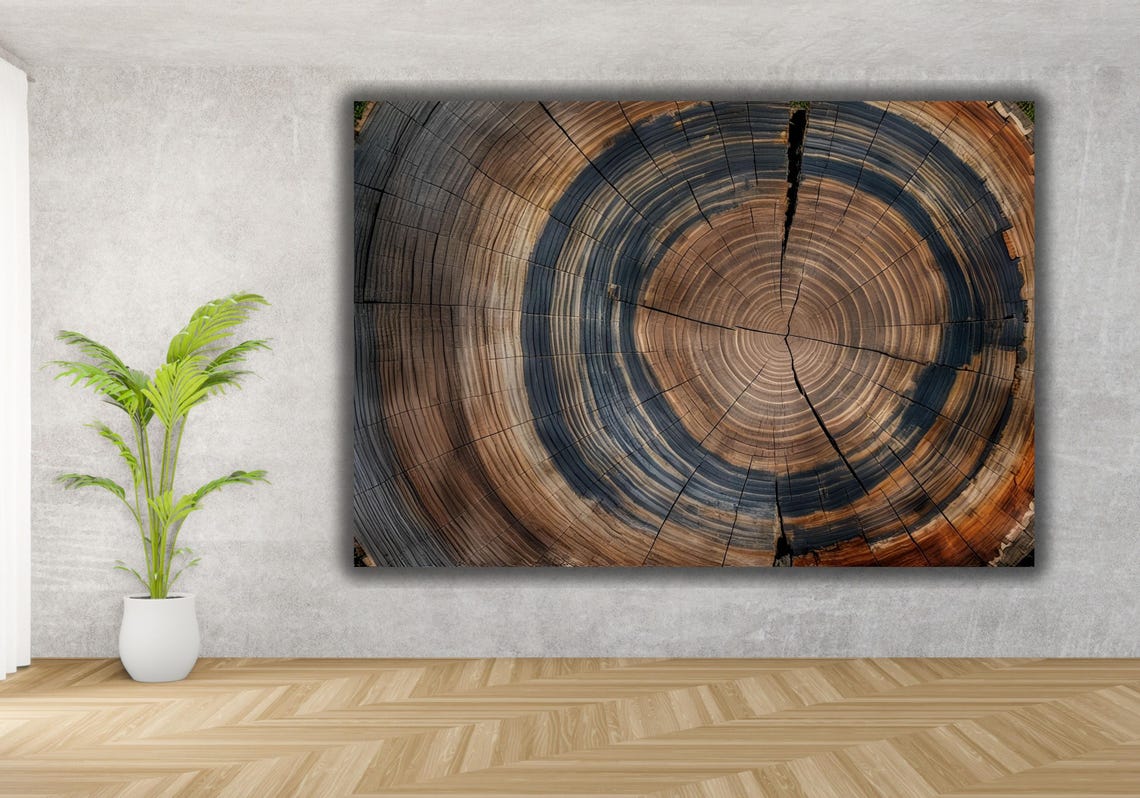 Tree Trunk Growth Rings Cross Section Rustic Wood Art Poster - Image 3