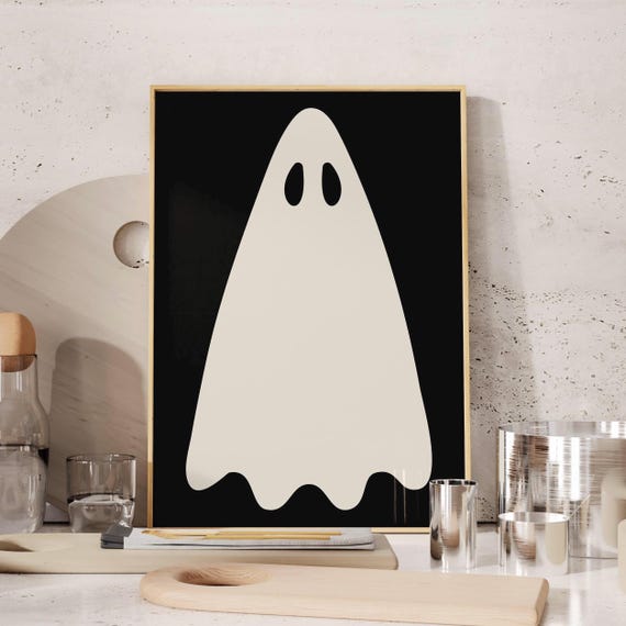Halloween Cute Prints Spooky Season Print Minimalist Wall Art Black And Whiteghost Decor
